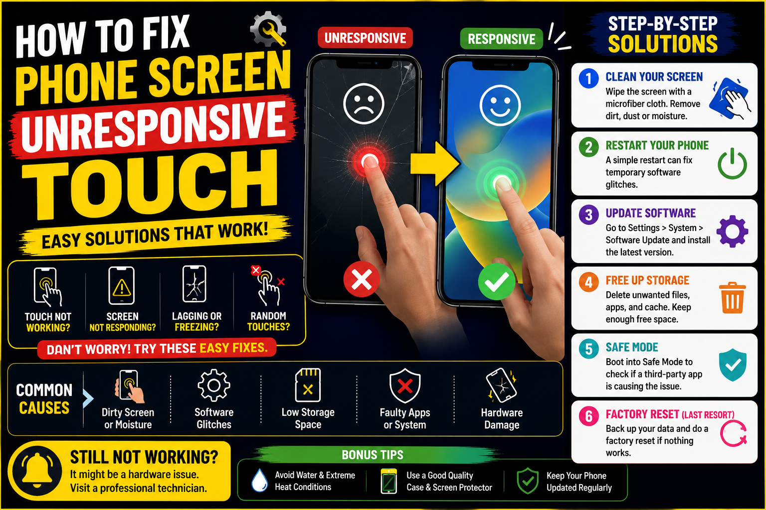 how to fix phone screen unresponsive touch